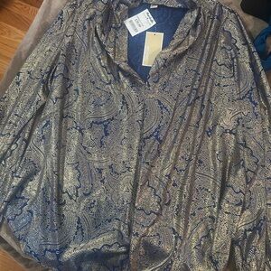 Blue and Gold Paisley Blouse